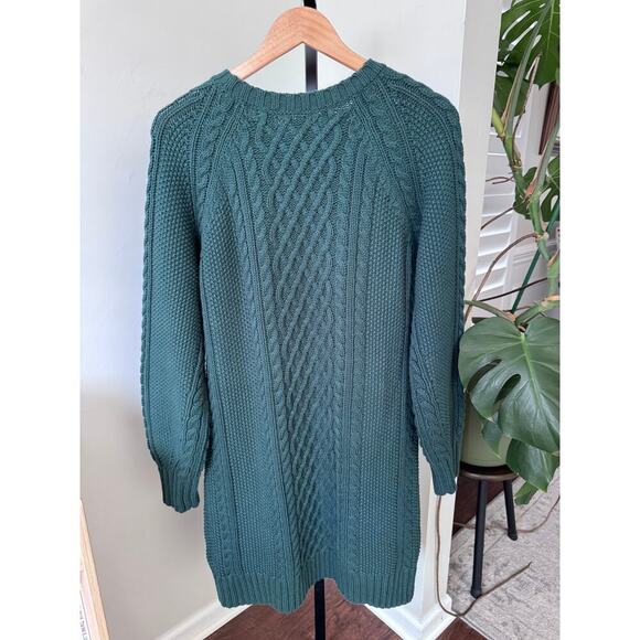 Lands End Women's Cotton Blend Cable Crew Neck Sweater Dress - Picture 2 of 5